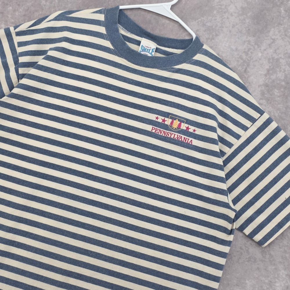 Vintage Carolina Smile Pennsylvania 80s 90s Striped T Shirt XL Single Stitch USA